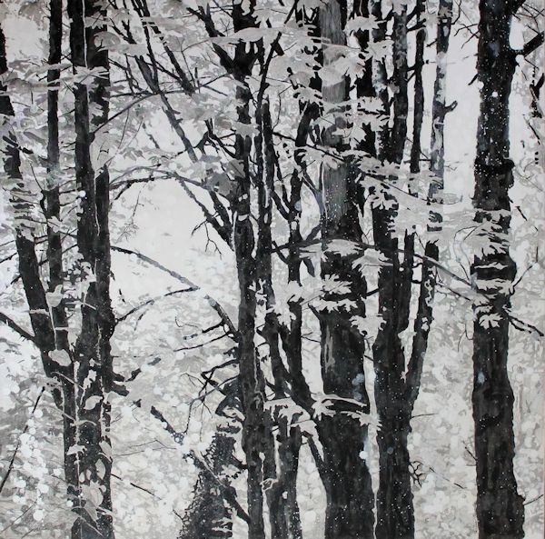 Mixing India Ink, Graphite and Acrylic for a black and white forest  painting - ARTiful: painting demos